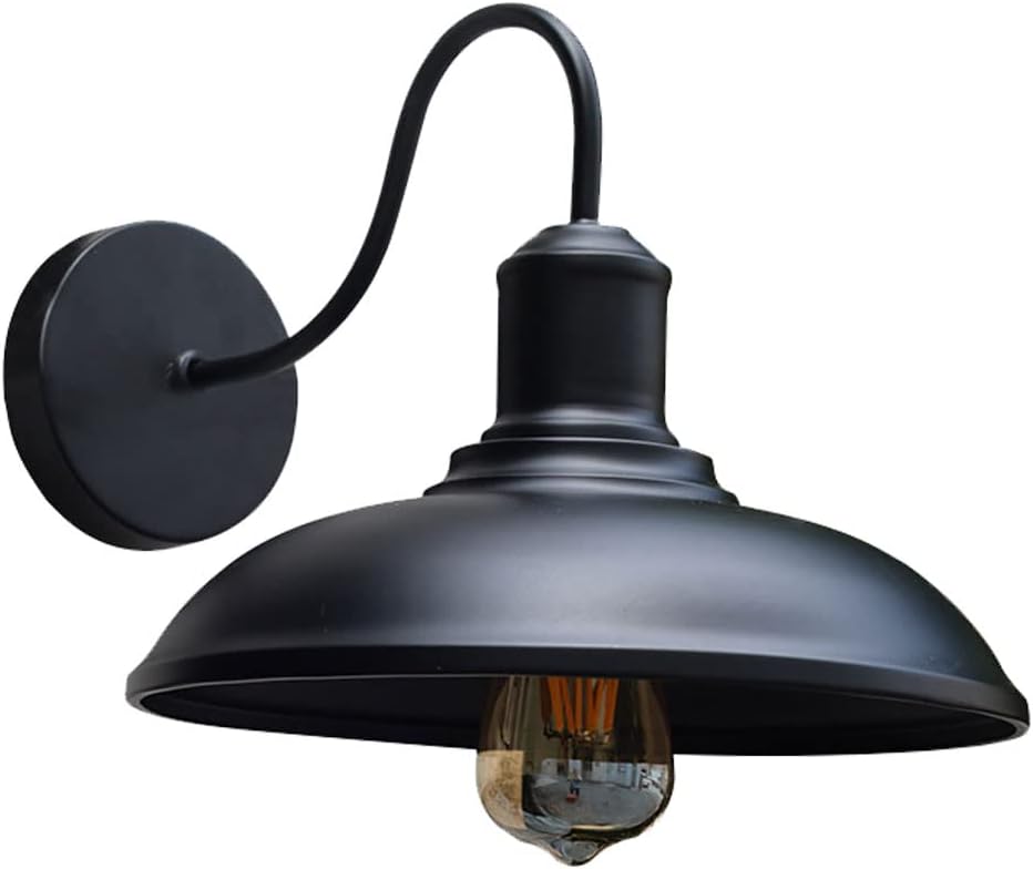 Outdoor Wall Lights Vintage Waterproof Outdoor Wall Lamp Aluminum Gooseneck Porch Wall Light Fixtures Black 9.4 Inch Wall Mount Wall Sconce Retro Garage Patio Exterior Wall Lamps