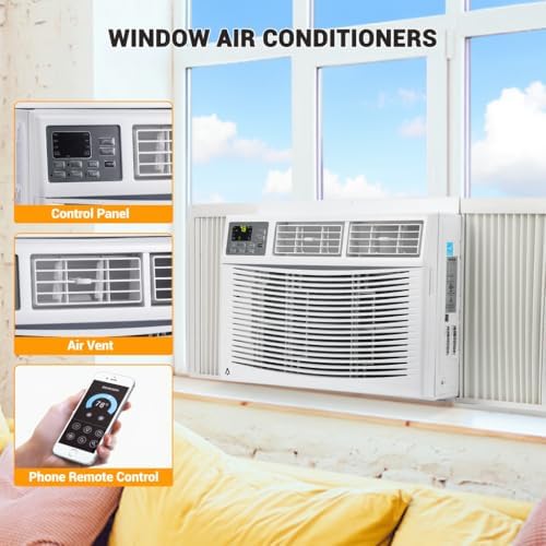 8000 BTU Window Air Conditioner， Cools Up to 350 Sq. Ft, 3 Cooling & Fan Speeds, Energy Efficient, Perfect for Bedroom, Living Room, Home Office