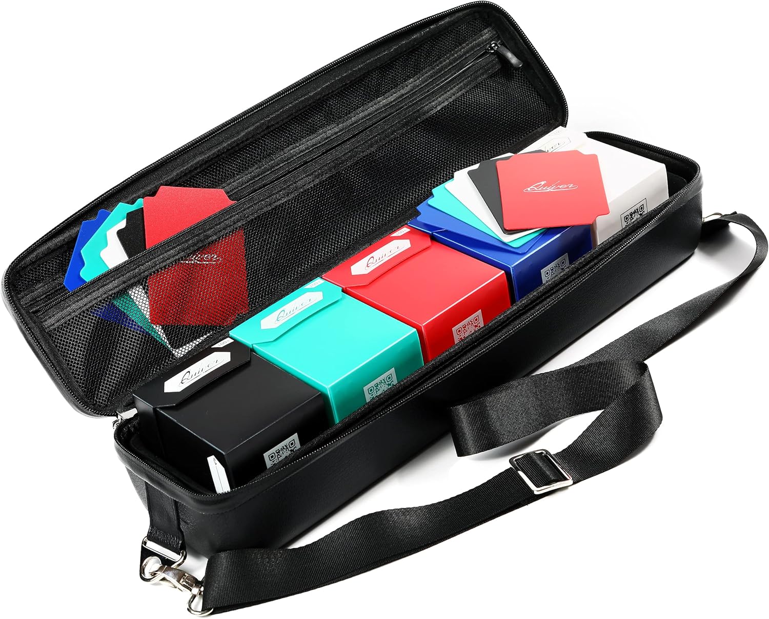 Quiver Time Bundle: 1 x Black Quiver Card Case + 5 x Deck Blocks 100+ Compatible with MTG TCG, Yu-Gi-Oh, KeyForge, Dragon Ball Z, Netrunner, Legendary etc.