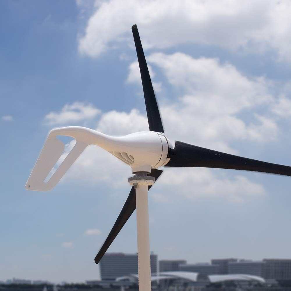 Light and Powerful Small Three Colors 3 Blade 400W Wind Turbine Generator Kit AC 12V/24V with Windmill Generator Controller for Home Use (12V-Black)