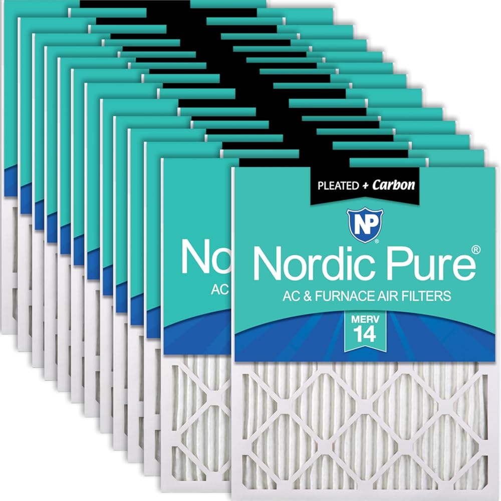 Nordic Pure 12x16x1 (Actual Size: 11 1/2 x 15 1/2 x 3/4) Pleated Air Filters MERV 14 Plus Carbon 24 Pack