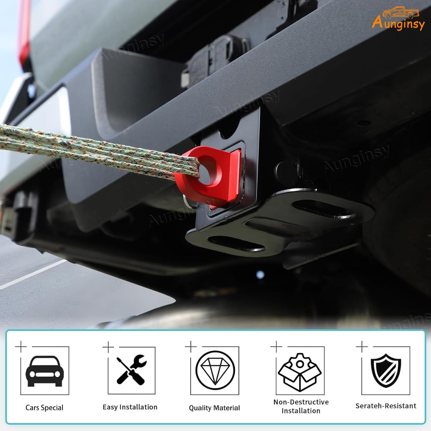 Aunginsy Tow Hitch Receiver Hook with Tightener Compatible with Toyota Tacoma 2024 2025 2026 Accessories, Car Shackle Mount Trailer Hitch Lock Pin Heavy Duty Solid Recovery Towing Kit for Trucks