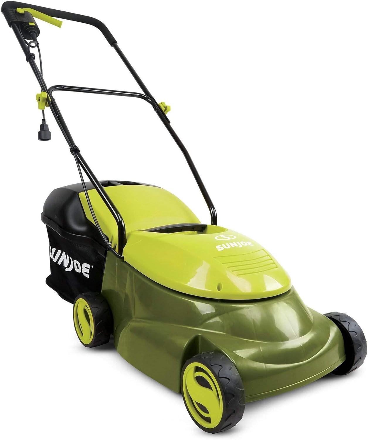 Sun Joe MJ401E 14-Inch 12-Amp Electric Lawn Mower w/Collapsible Handle for Storage, 3-Position Height Control, 10.6-Gallon Bag, Green