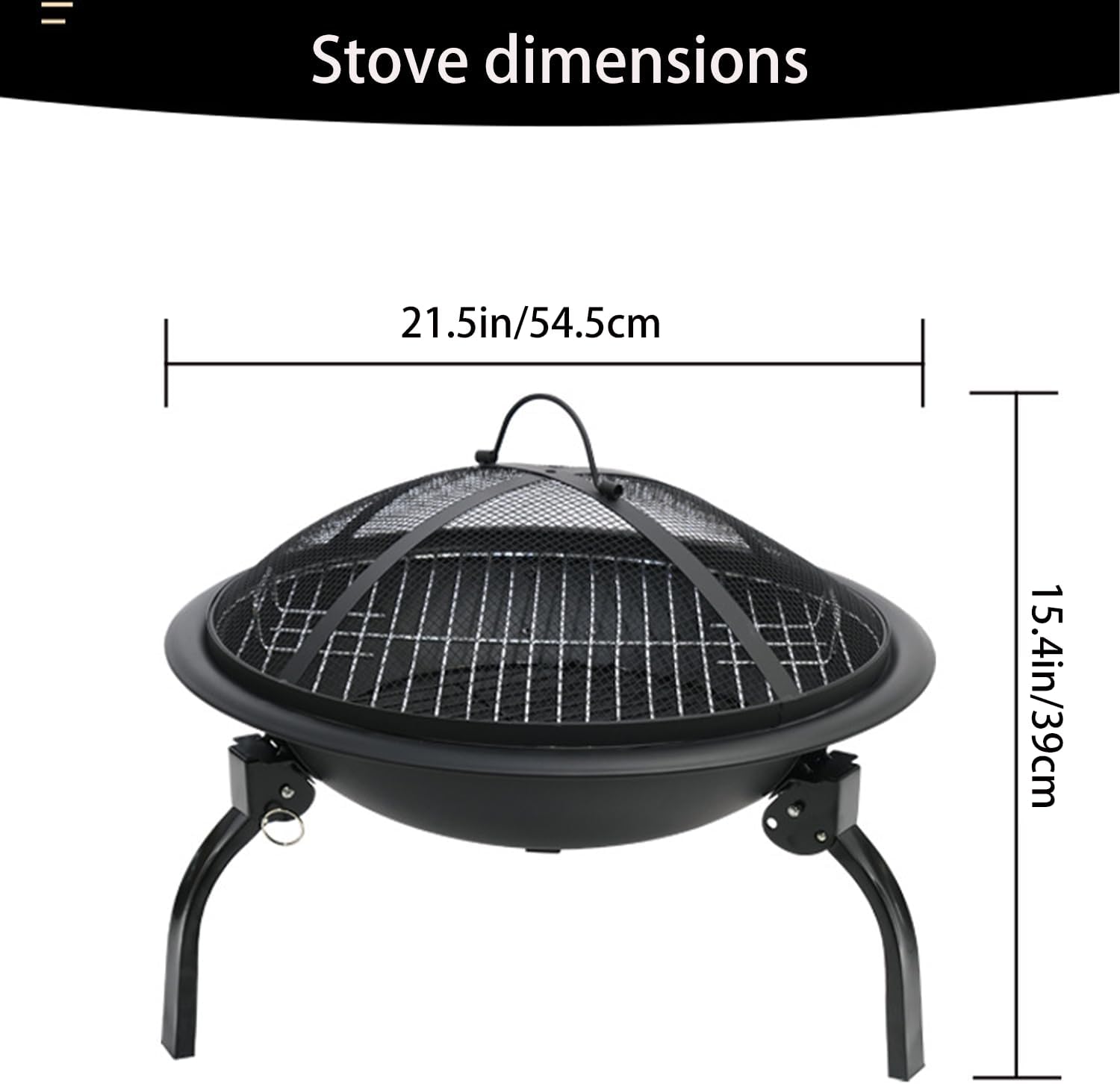 Portable Folding Outdoor Fire Pit & Wood-Burning Stove Perfect for Gardens, Family Gatherings, picnics, and Beach Bonfires—Enjoy Relaxed, Cozy Evenings. (Black, 21.5in)