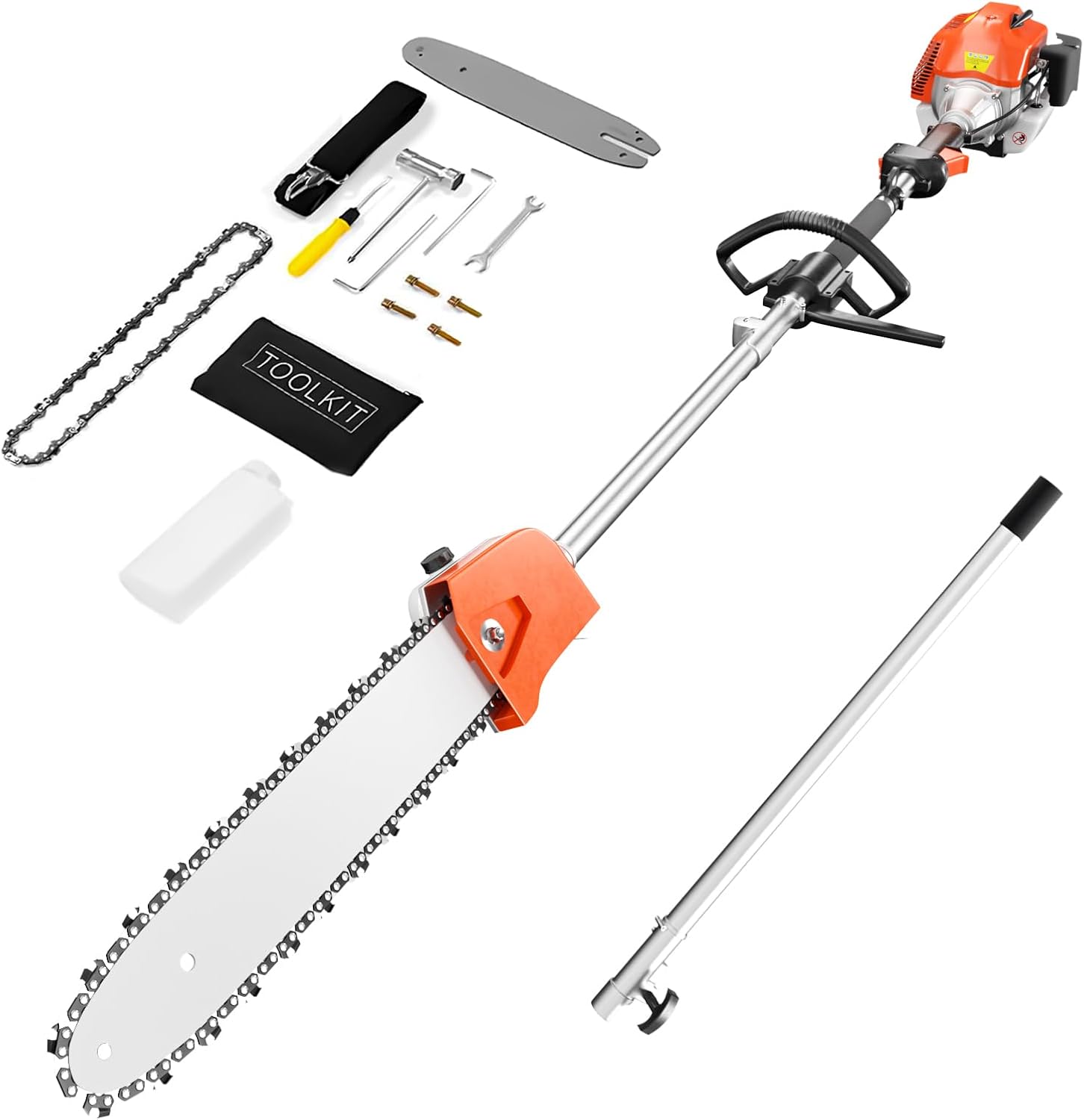 48CC Gas Powered Pole Saw 2-Cycle Engine,16FT Adjustable Extension Pole Chainsaw for Tree Trimming & Pruning,Lightweight Design,Professional Landscaping Tool (Gas Pole Saw)