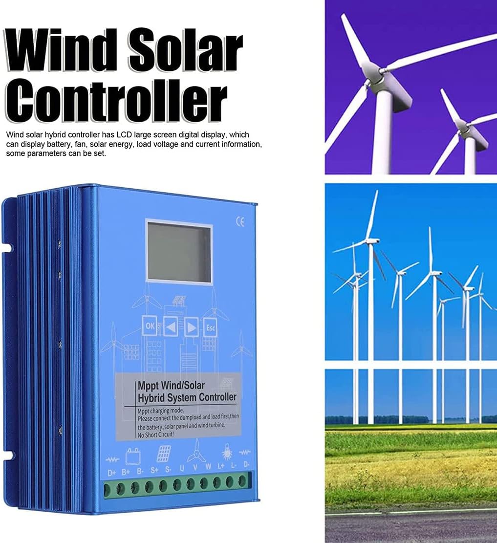 2000W/4000W/6000W MPPT Solar Charge Controller 12V/24V/48V Intelligent Identification Buck Wind Hybrid System Charge Controller Solar Panel Battery Regulator with LCD Display,6000W-12V