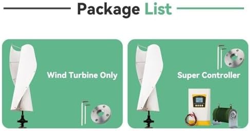 5KW Wind Turbine Generator Kit - 12V/24V/48V Hybrid MPPT Charge Controller, Noiseless Maglev Design for Off-Grid Systems, Ideal for Low Wind Speed & Garden Lighting (Green, 24V)