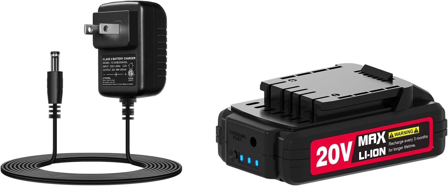 AVID POWER 20V Max Lithium Ion Battery Charger Bundle with 20V 1.5Ah Battery, Only Compatible with Specific Products