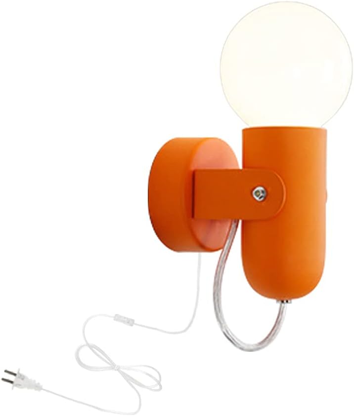 Kiven Wall Mounted Plug-in Sconce Light, Nordic Wall Sconce Lamps Macaron Edison Adjustable lamp Holder Aisle Lights Corridor Lamp Bedside Reading Light E26 Socket, Orange Finish, Bulb NOT Included