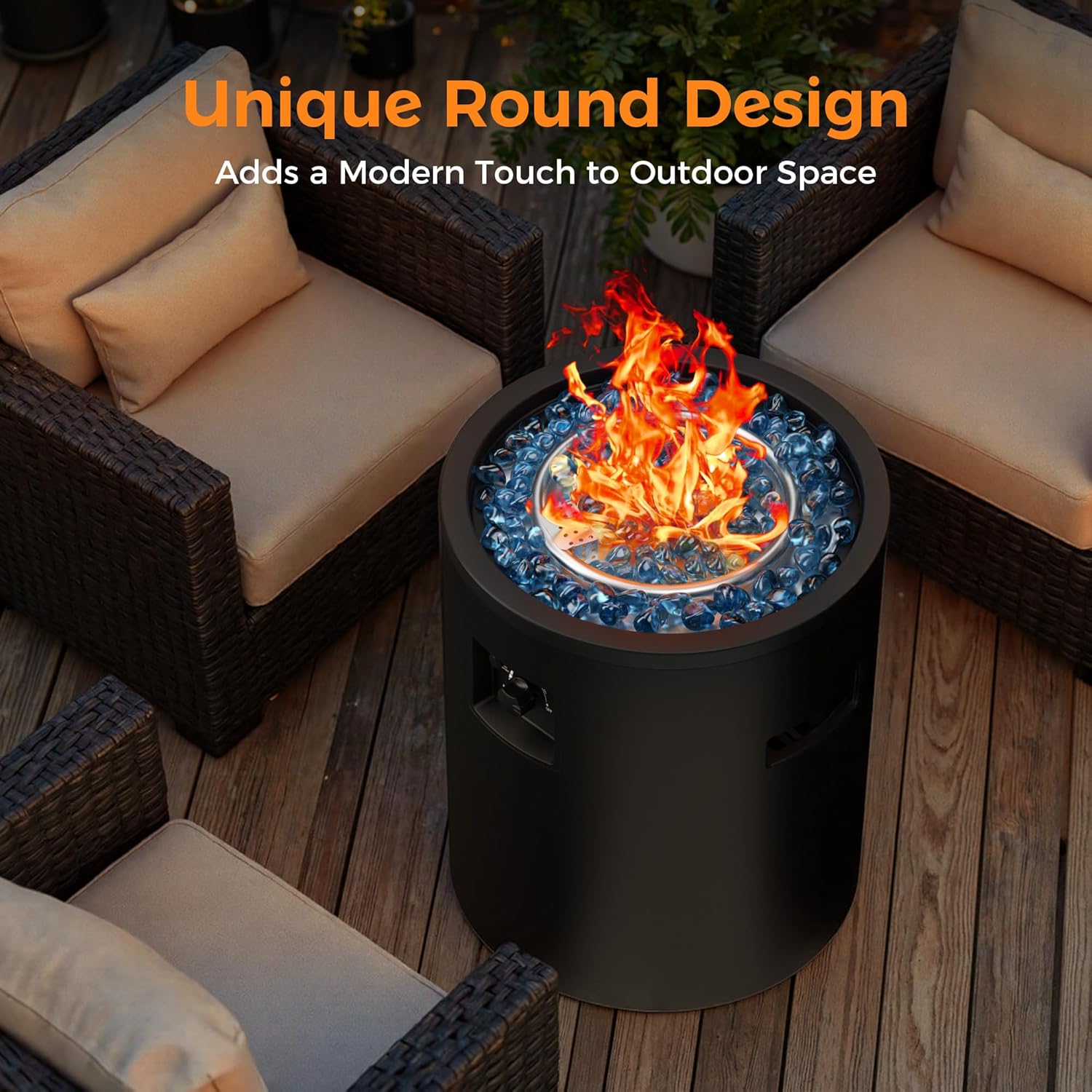 BALI OUTDOORS 50,000 BTU Propane Fire Pit Outside, 23 inch Outdoor Fire Pit Round, Black Firepits for Outside Patio, Garden, Backyard