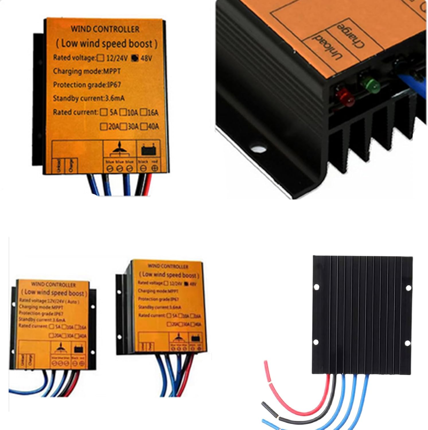 12V/24VMPPT Wind Turbine Generator Controller, Mini Wind Generator Controller with IP67 Waterproof Suitable,for 200W/300W/400W Wind Turbine System,48V