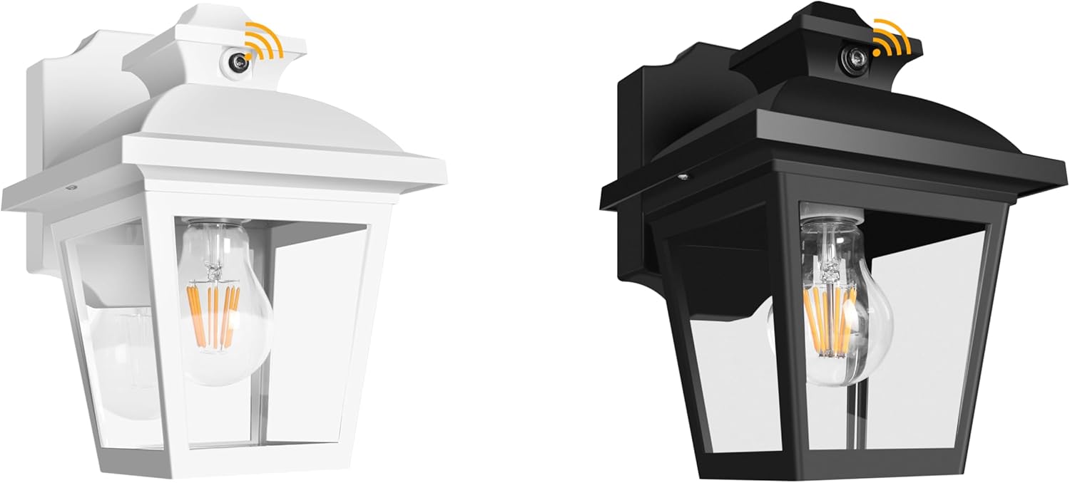 FUDESY White Dusk to Dawn Outdoor Wall Lantern and Black