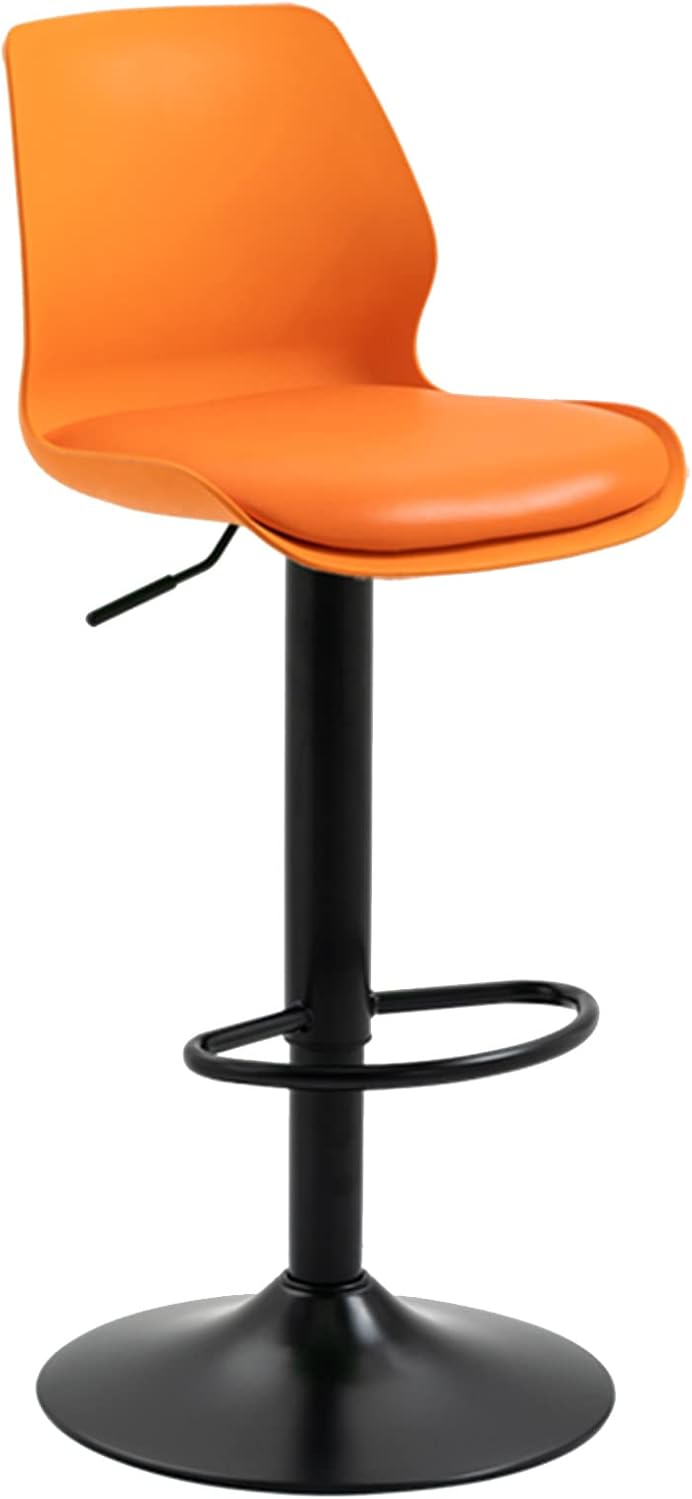 Adjustable PU Leather Bar Stool - Swivel Armless Hydraulic Kitchen Counter Chair with Backrest for Modern Dining