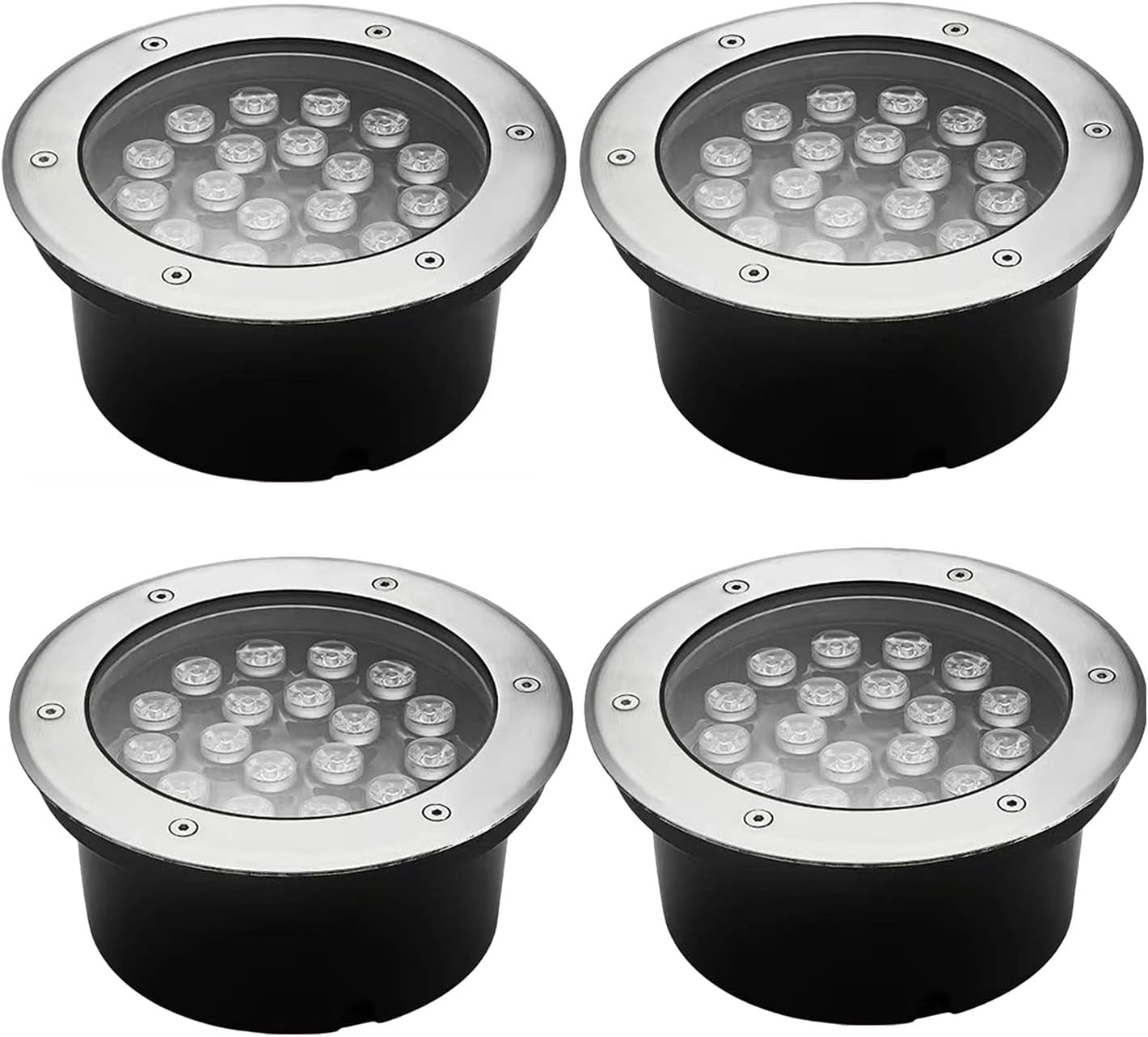 Outdoor Underground Lights Recessed Ground Light IP66 Waterproof Embedded Round Landscape Lamp AC85-110V for Garden Path Deck Step Spotlights, 4 Pack