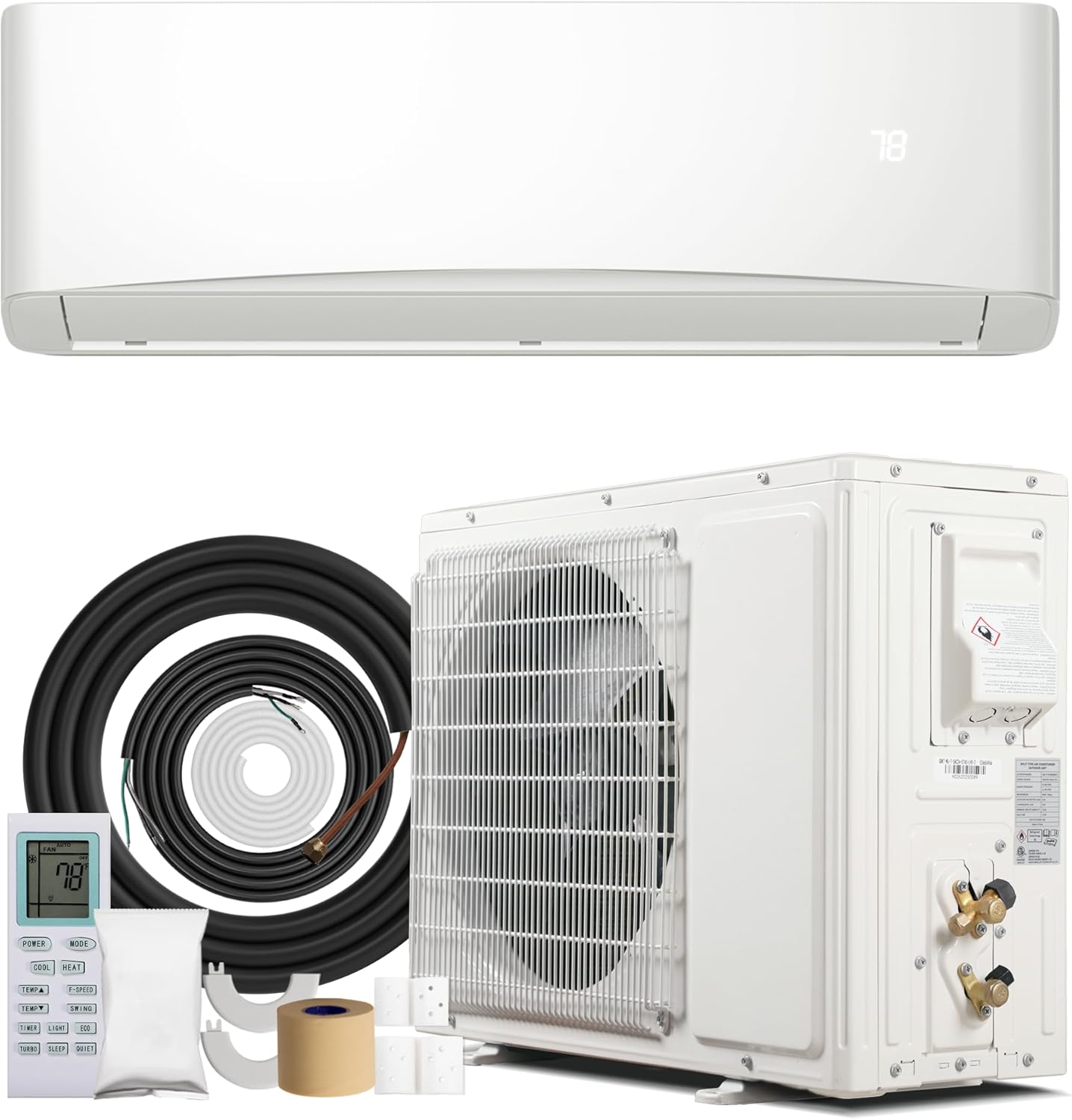 12000BTU Mini Split Air Conditioner& Heater, 17 SEER2 𝟐𝟑𝟎𝐕 Wall-Mounted AC Unit Cools Rooms up to 750 Sq. Ft, Energy Efficient Inverter AC with Heat Pump