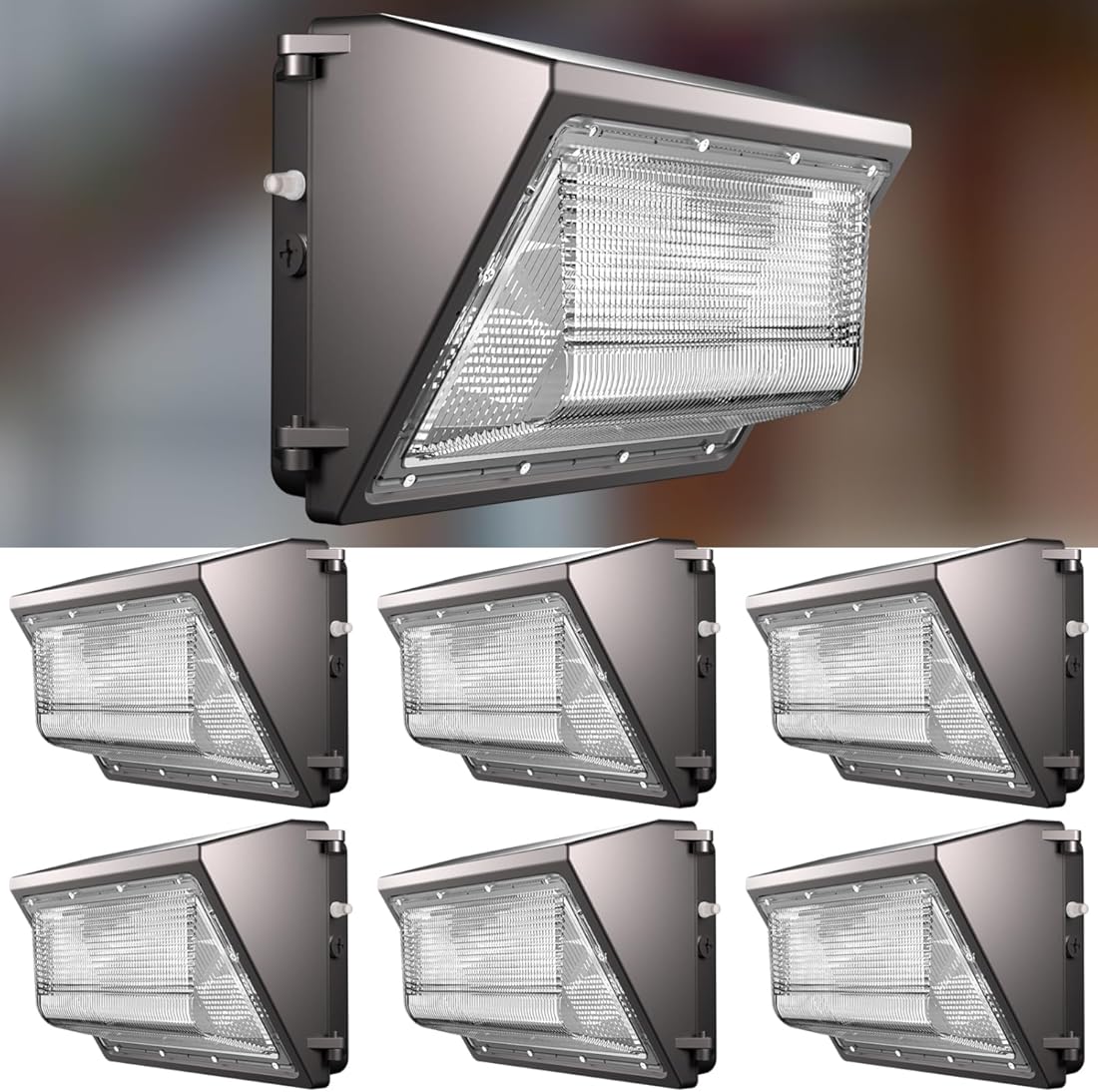 Lightdot 6Pack 70W LED Wall Pack Lights, 100-277v Dusk to Dawn Photocell |10500Lm (150Lm/W) 5000K IP65 Outdoor Flood Lighting for Yard,Warehouse,Factory,Building,Garage, ETL(Height:10~15ft)
