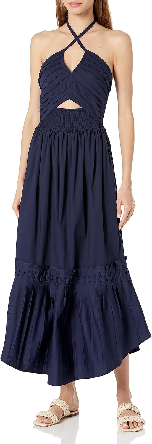 Ramy Brook Womens Moira Tie Neck Midi Dress