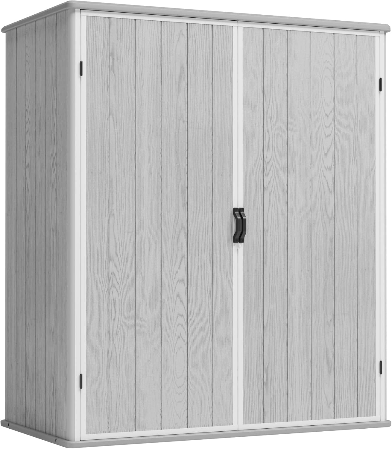 Greesum 5x3FT Plastic Outdoor Storage Shed with Floor, Resin Storaged Sheds with Lockable Door, Window & Vent, All-Weather Tool Sheds for Garden, Backyard, Pool Supplies, Light Gray (4.7×2.5FT)