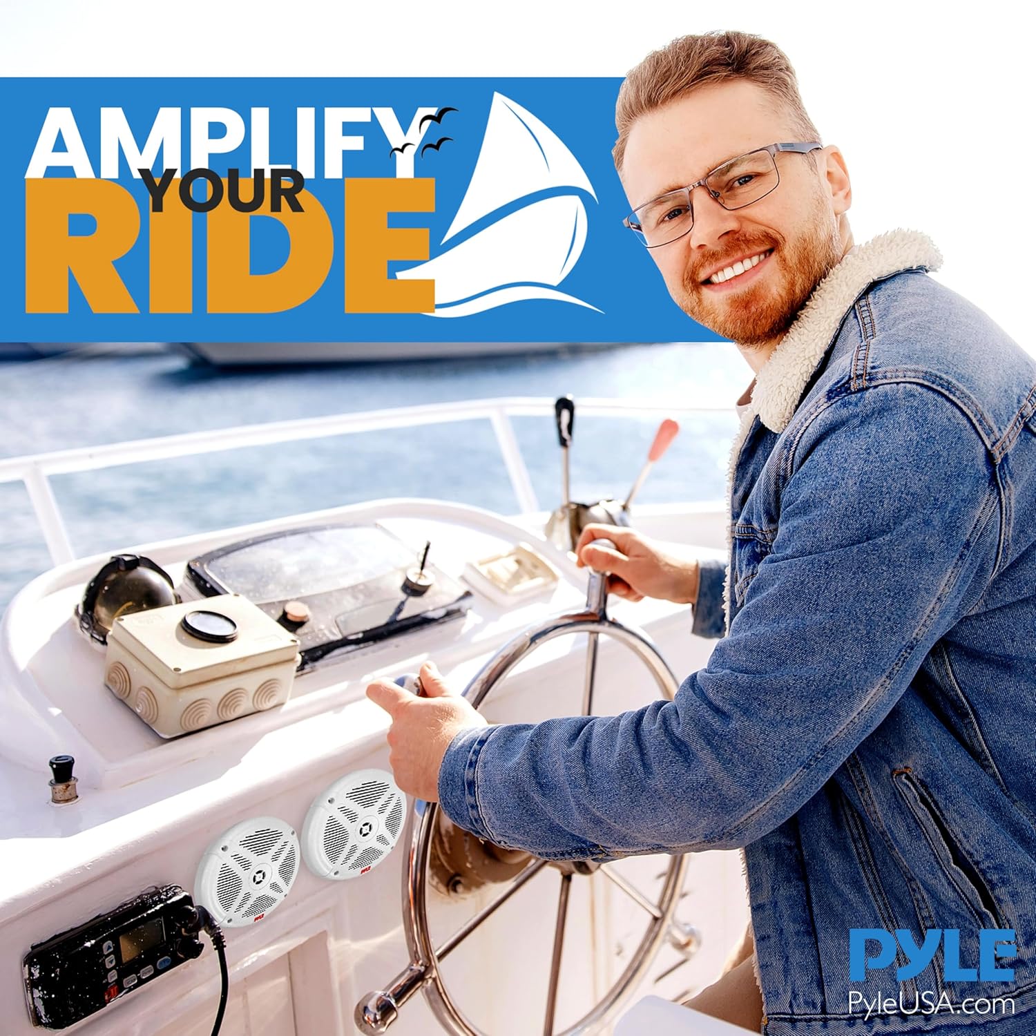 Pyle 6.5'' Water-Resistant Rated Off-Road Speakers - Marine Speakers w/ Wireless BT Remote Control Receiver, Compact Dual Vehicle Speaker System for ATV, UTV, 4x4, Jeep, Powersports Vehicles