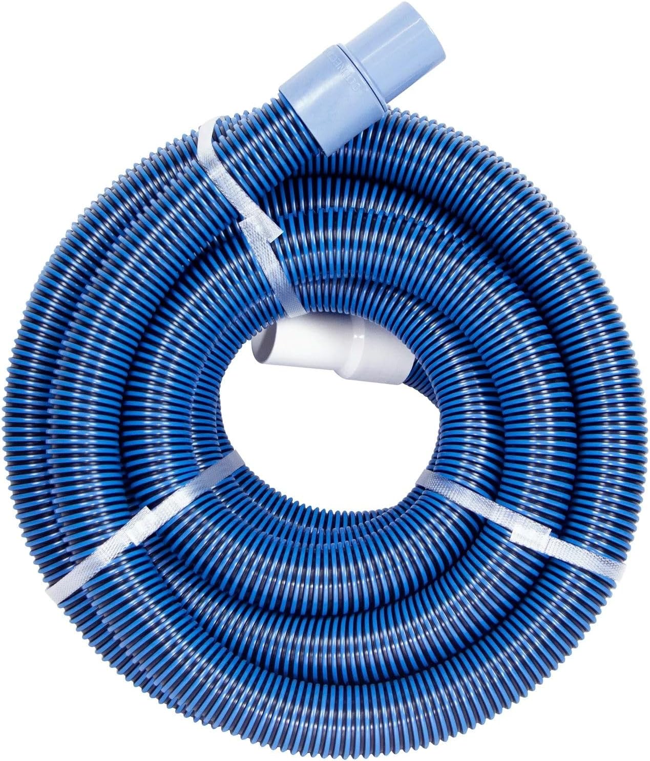HydroTools Spiral Wound Vacuum Swimming Pool Hose with Swivel Cuff - 40' - Blue and White