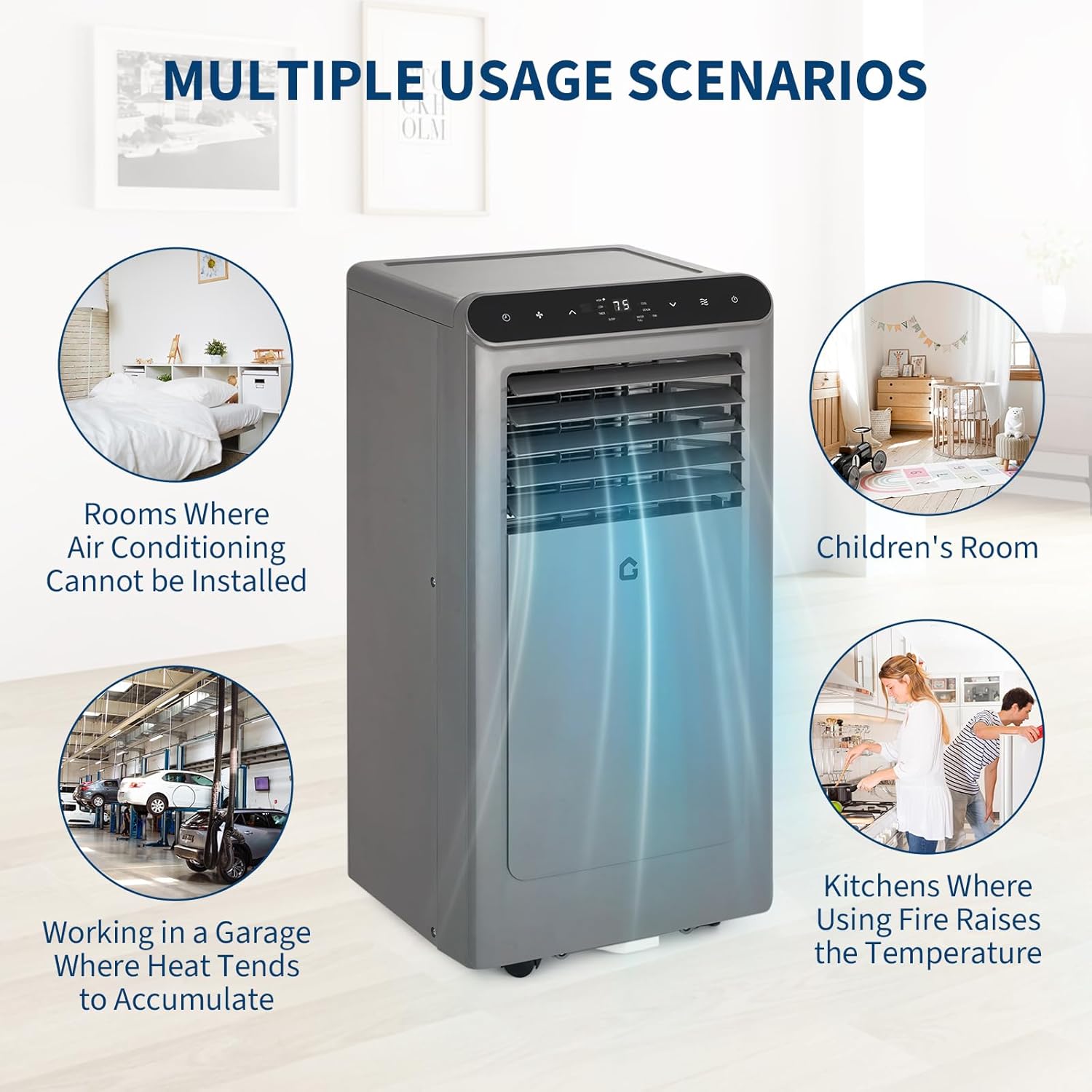8000BTU Portable Air Conditioners w/Remote/LED Control, Free Stand Cooling Portable AC Unit for Room up to 350 sq. ft, 3-in-1 AC (Cool, Fan, Dehumidifier), 24Hrs Timer,Quiet Sleep Mode(45dB)