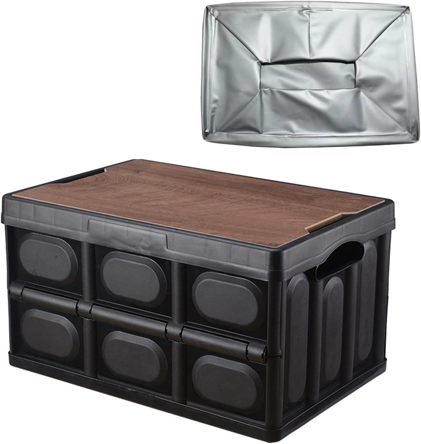 30L/56L Outdoor Camping Lidded Storage Bins Collapsible Storage Box Stackable Folding Container for Food,Snacks,Toys with Waterproof Bag