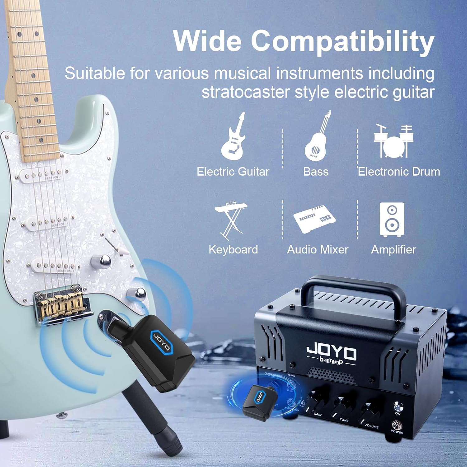 5.8Ghz Wireless Guitar Transmitter Receiver Guitar System (JW-06) and Bass Headphone Amp