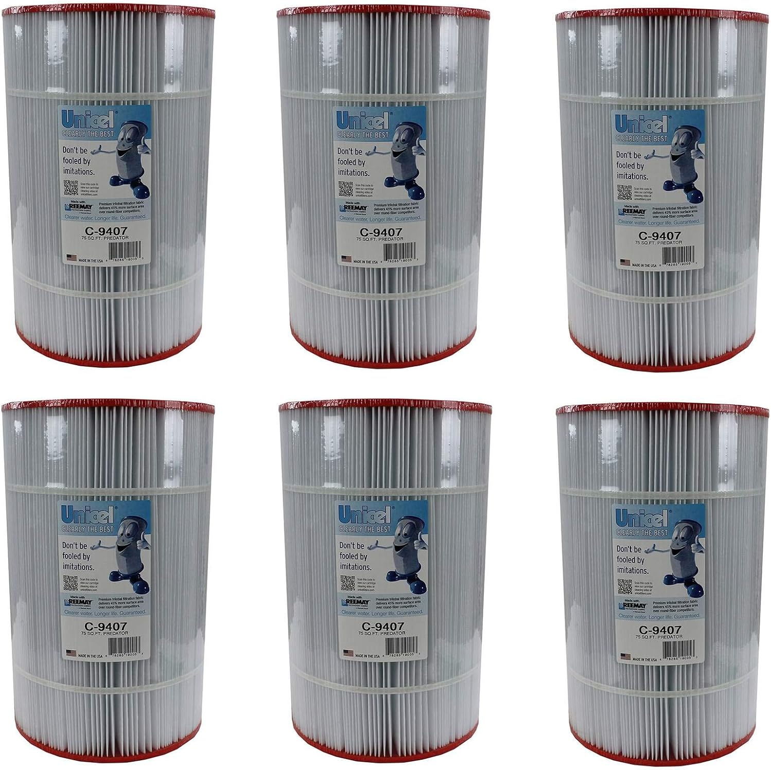Unicel C-9407 75 Square Foot Media Replacement Pool Hot Tub Spa Filter Cartridge with 171 Pleats (6 Pack)