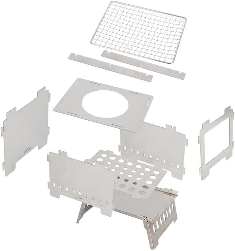 Fire Pit Outdoor Folding Card Furnace Portable Charcoal Stove Camping Barbecue Rack Windproof Multipurpose