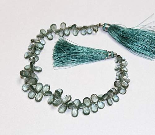 13 inch natural beads strand of 6x4-10x5mm faceted pear moss aquamarine gemstone briolletes beads for DIY jewelry - necklace, bracelet, earring, ring.