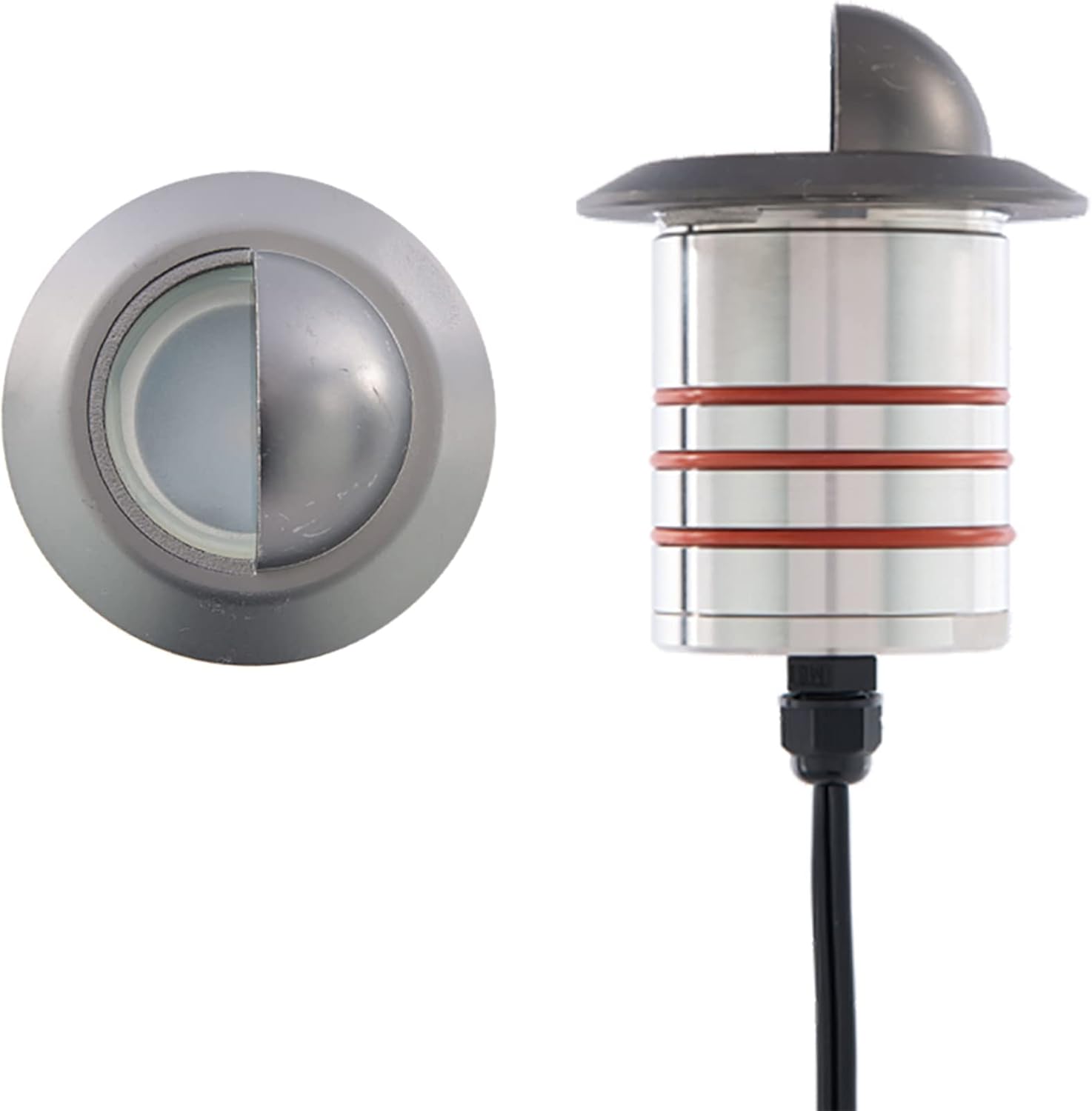 WAC Landscape Lighting, LED 2in 12V Round Scoop Top Inground Indicator Light 3000K in Stainless Steel Coated with Bronze