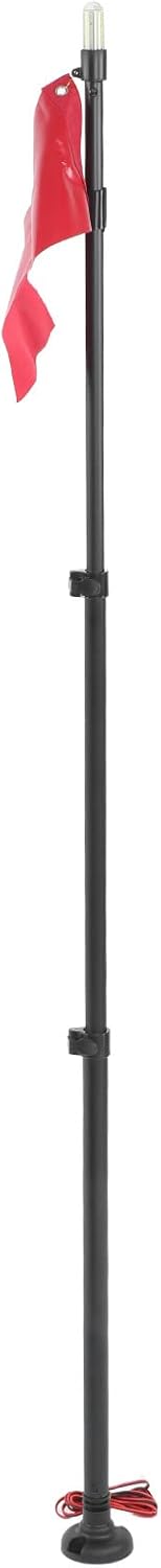 Kayak Flag with Light, Lightweight Safety Canoeing Flag Light Set, Nylon Aluminum Alloy 19W Retractable Fishing Kayak Accessories for Kayaking, Rowing and Other Sports