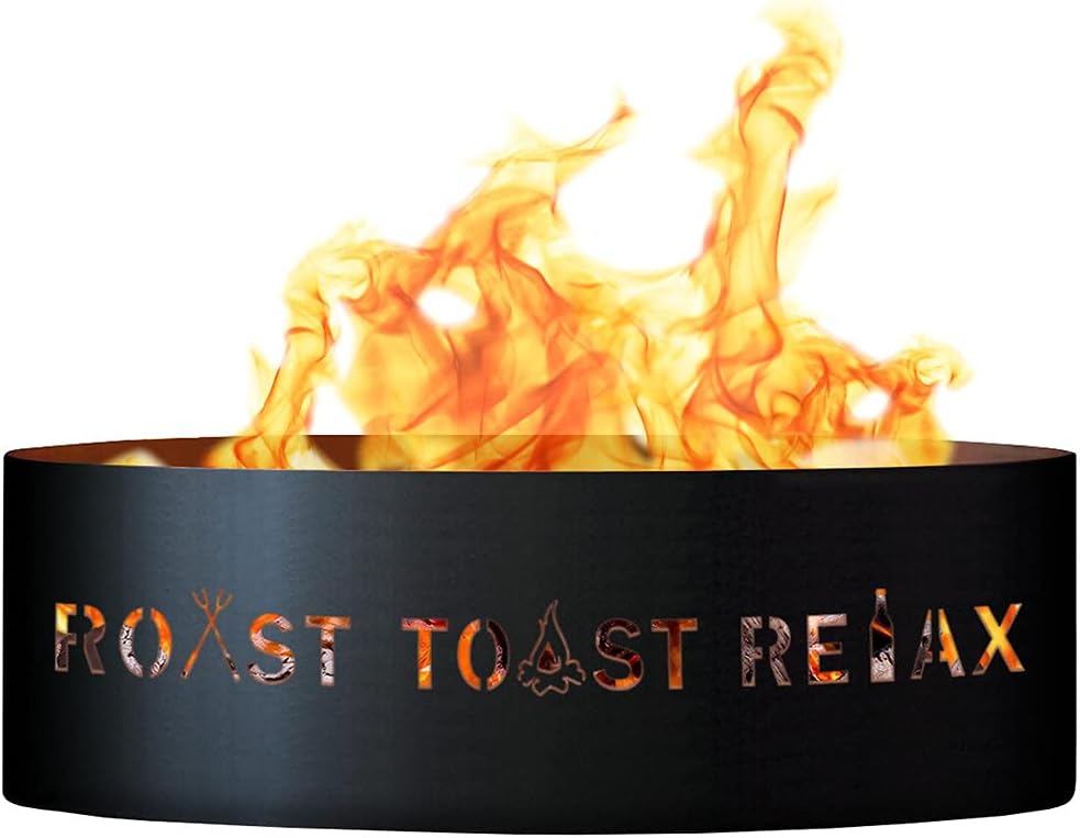 PD Metals RTR01837 Roast Toast Relax Unpainted 12 in. Tall 37 in. Diameter Outdoor Fire Ring - 37 x 37 x 12 in. - Rustic Black Color