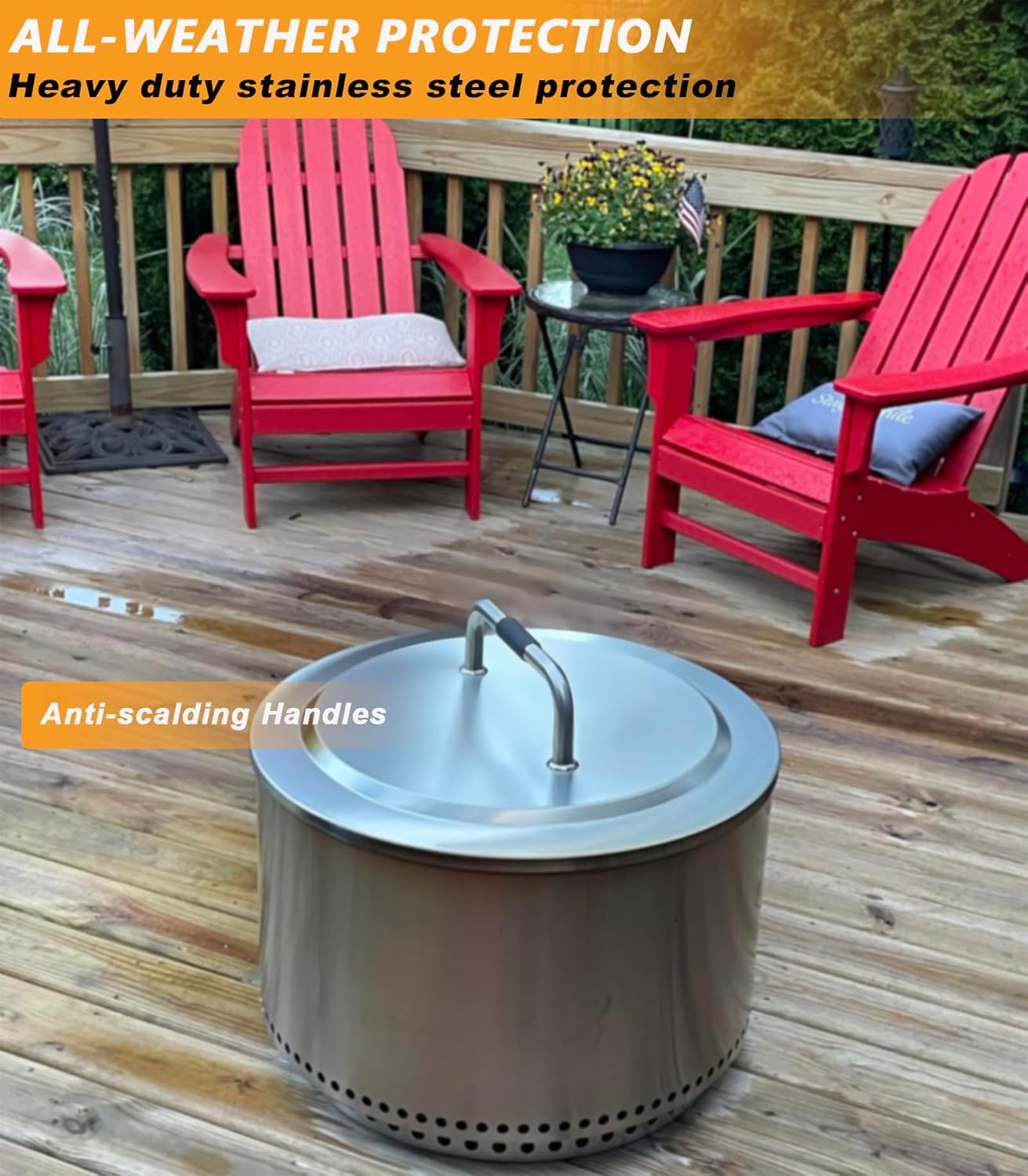 Fire Pit Lid for Solo Stove Yukon 2.0 & 1.0 Accessories, Stainless Steel Fire Pit Cover for Solo Stove Lid 27