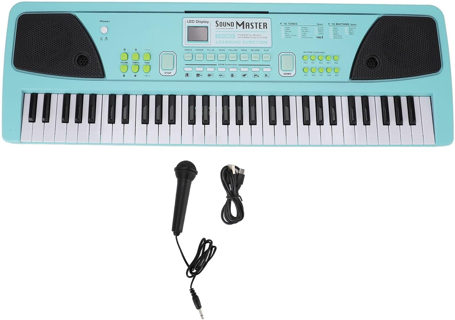 61 Key Keyboard Piano, USB Recargeable Portable Electronic Digital Piano with Microphone, Flexible Dual Power Source, Multi Functional Electronic Piano for Beginner Professional