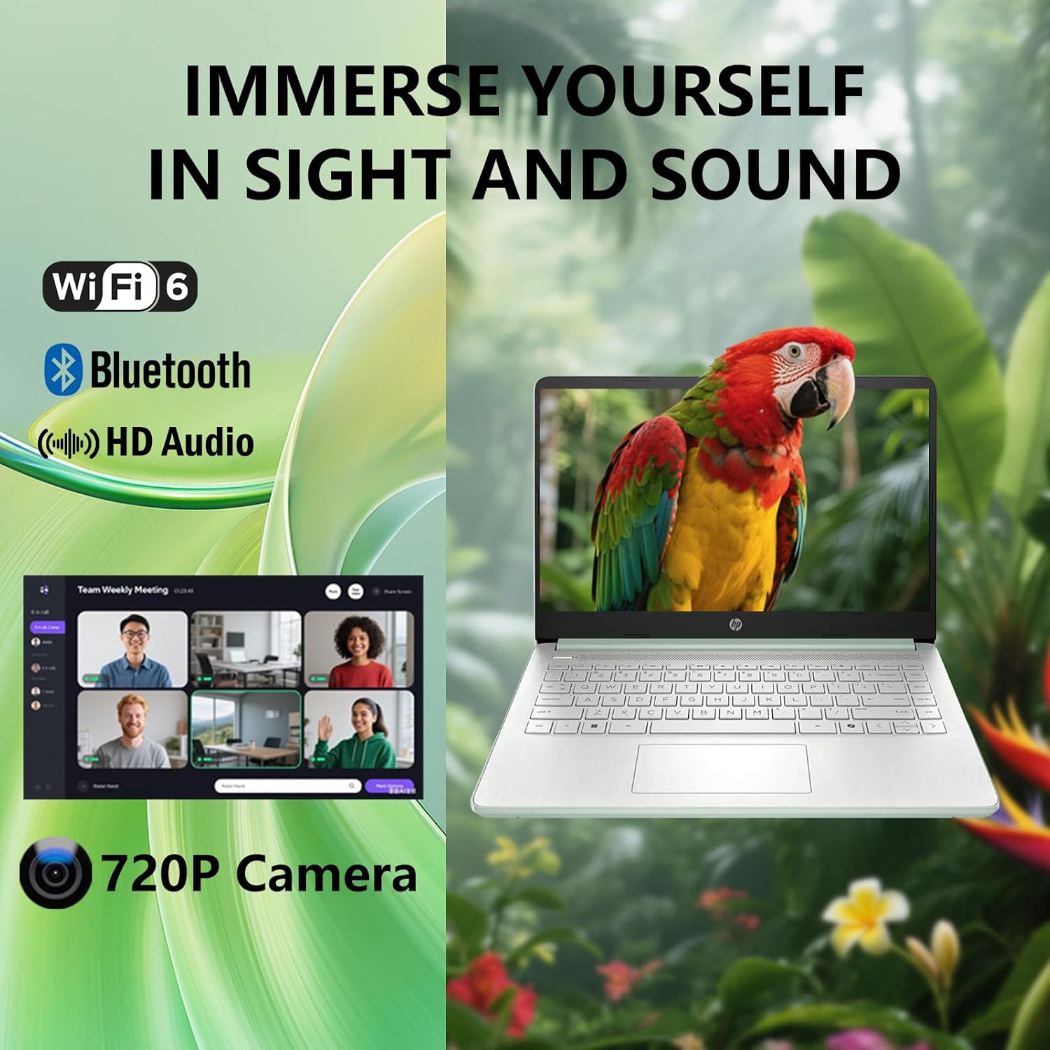 HP 14 Laptop Student Business 2025 Ultral Light Computer, AI Copilot, 4-Core 13th Gen Intel CPU, 16GB RAM 1.2TB Storage (128GB UFS+ 64GB MSD+1TB Cloud), Microsoft 365, AlpacaTec Accessories