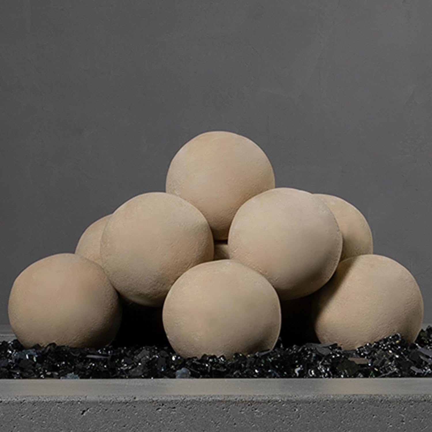 Starfire Designs Ceramic Fire Balls | Use in Fireplace or Fire Pit | Outdoor & Indoor Fire Balls for Natural Gas or Propane Fires | Decorative Landscaping | Pack of 12 | Beige