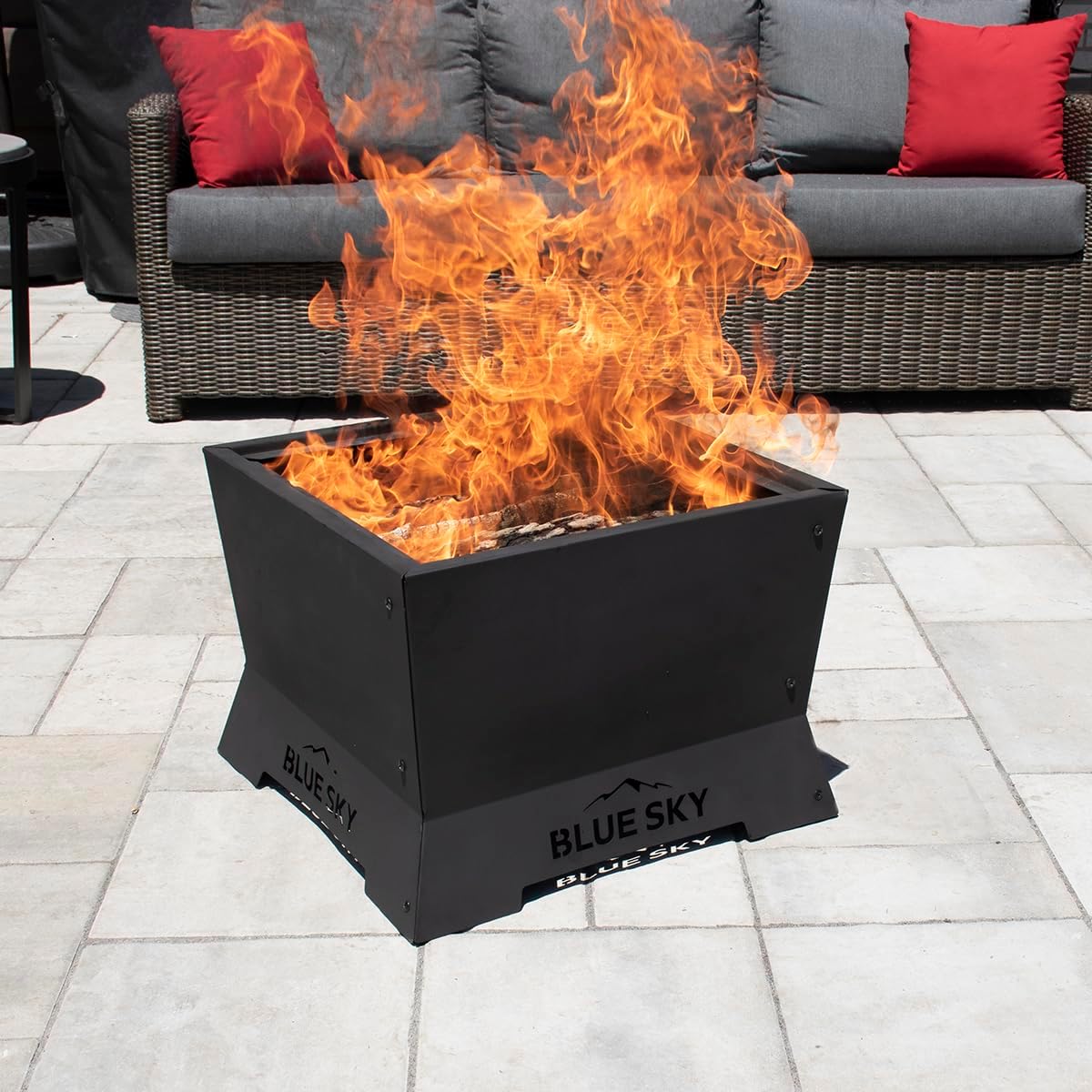 Blue Sky Outdooor Living Fire Pit - 22.00 x 16.00 Square Peak Bundle with Cover, Tumbler, Roasting Sticks & Lift-Out Ash Catch