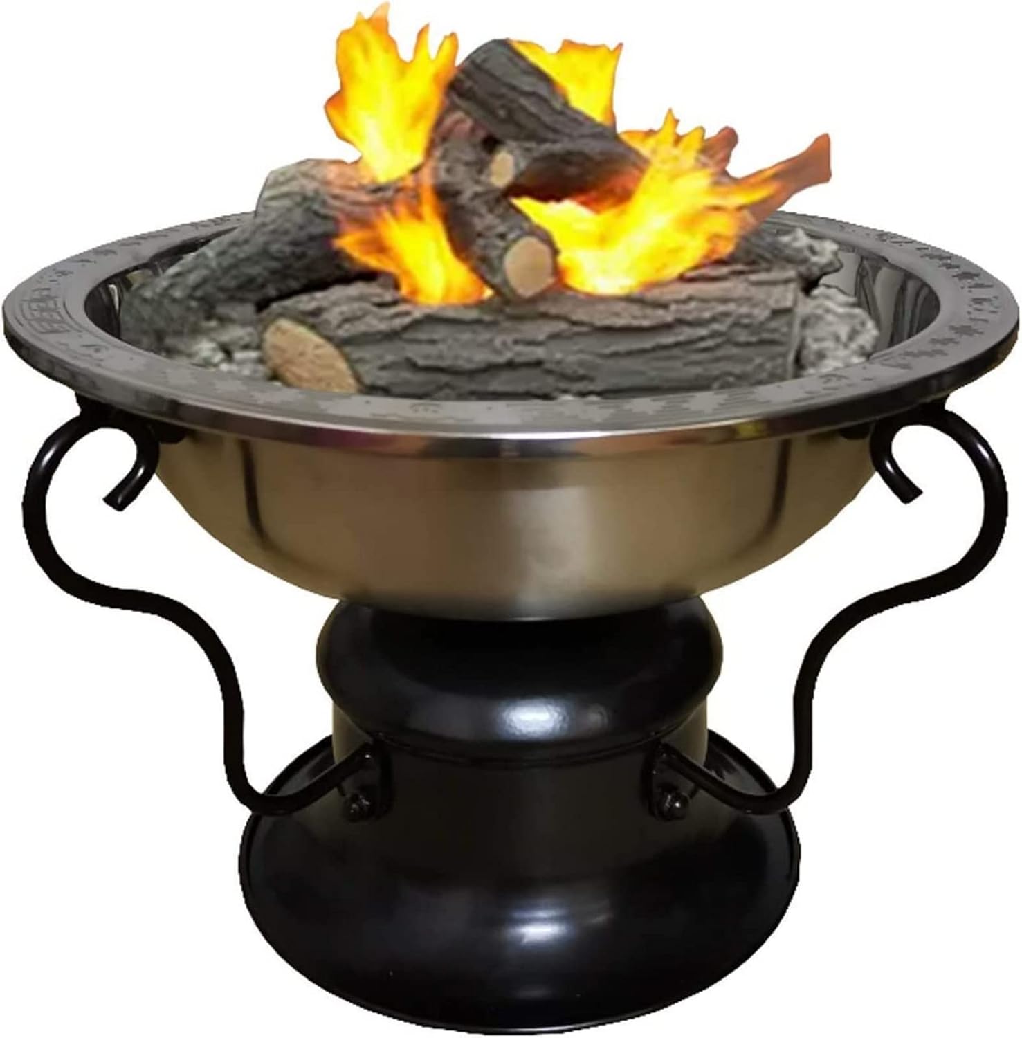 Garden Fire Pit Grill Bowl Grill Barbecue Rack Fire Pits Bowls,with Grill BBQ Large Cast Iron Wood Burning Round Log Burner Outdoor Firepits and Firebowlssteel Heater Tripod with Guard Lid