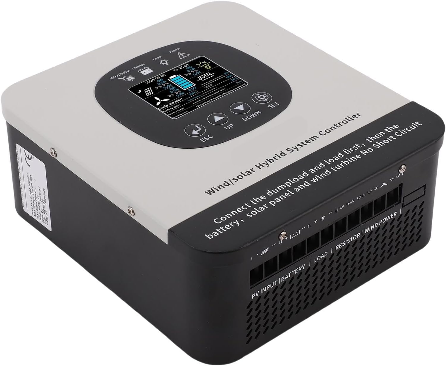 Fafeicy Wind Solar Hybrid Charge Controller 1200W Wind 800W Solar Panel Regulator with MPPT PWM LCD Display for Home Boat Street Light