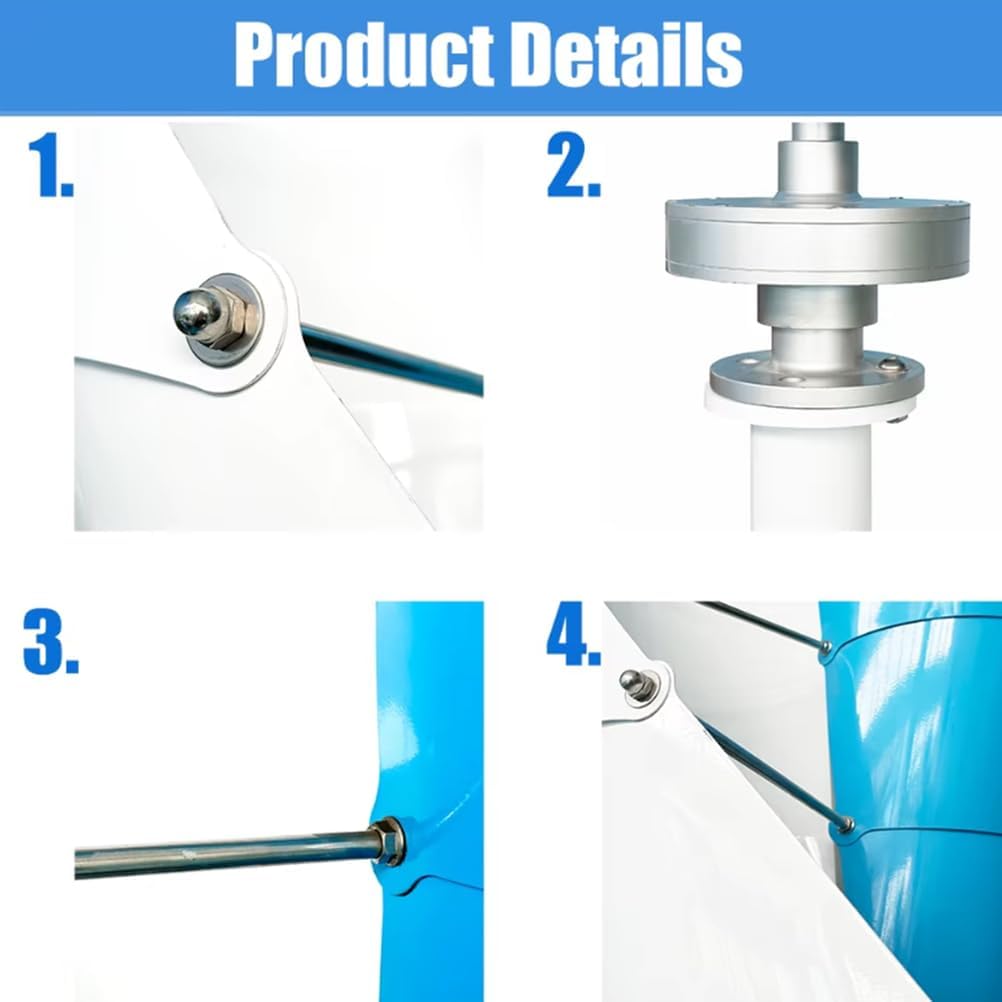 5000W Vertical Wind Turbine, Low Noise 10 Blades Permanent Magnet Generator 12V 24V 48V Windmill Spiral Generator for Home, Boat, Marine, Garden