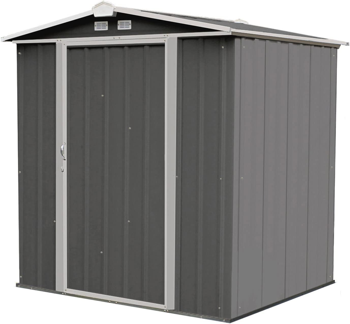 Arrow 6' x 5' EZEE Galvanized Steel Low Gable Shed Charcoal with Cream, Storage Shed with Peak Style Roof