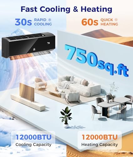 Mini Split Ac/Heating System - 12000 BTU Mini Split Air Conditioner with Heat Pump Wifi Enabled Inverter, 20 SEER2 115V Energy Efficient Precharged DIY Split Ac Unit Up to 750 Sq.Ft