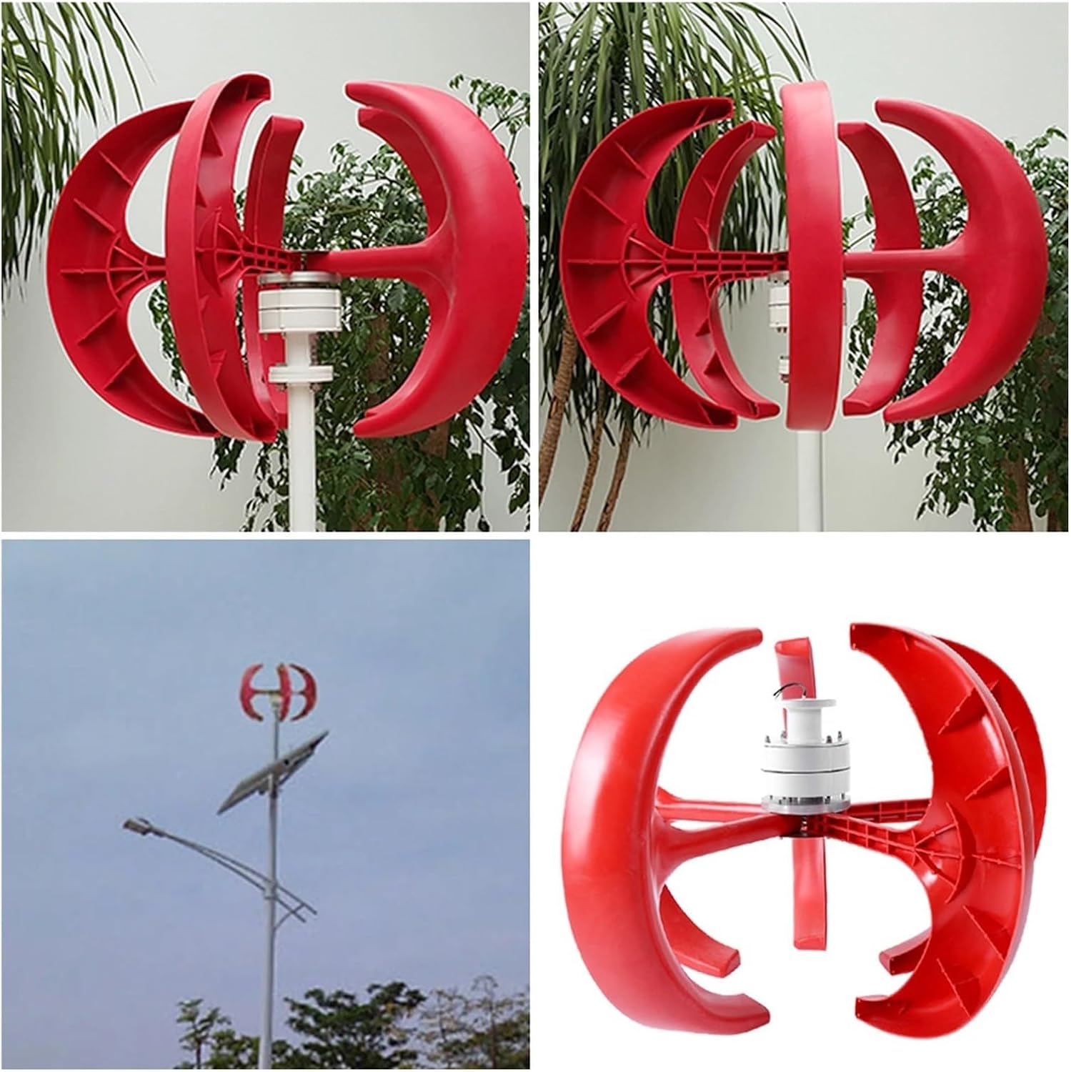 Vertical Axis Wind Turbine 5 Blade 600W DC12V Wind Turbine Vertical Wind Generator Kit Electricity Producer Equipment White Low Starting Speed for Home(White)