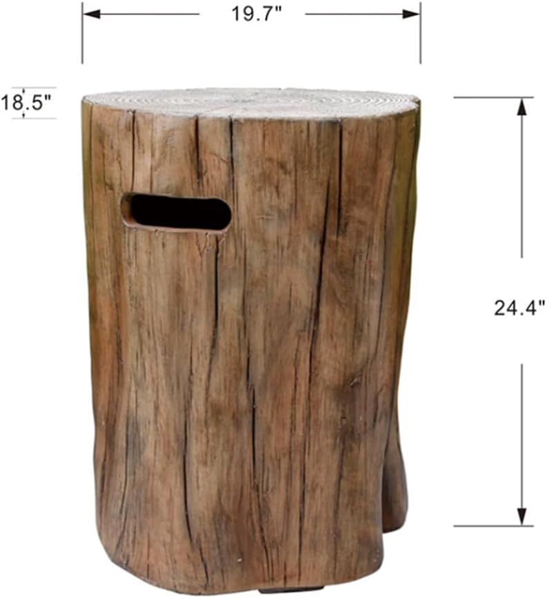 Elementi Manchester Redwood Propane Tank Cover Fire Pit Round 19 in. Concrete Side Table Fits Standard 20 Pound Propane Tank Hideaway Table