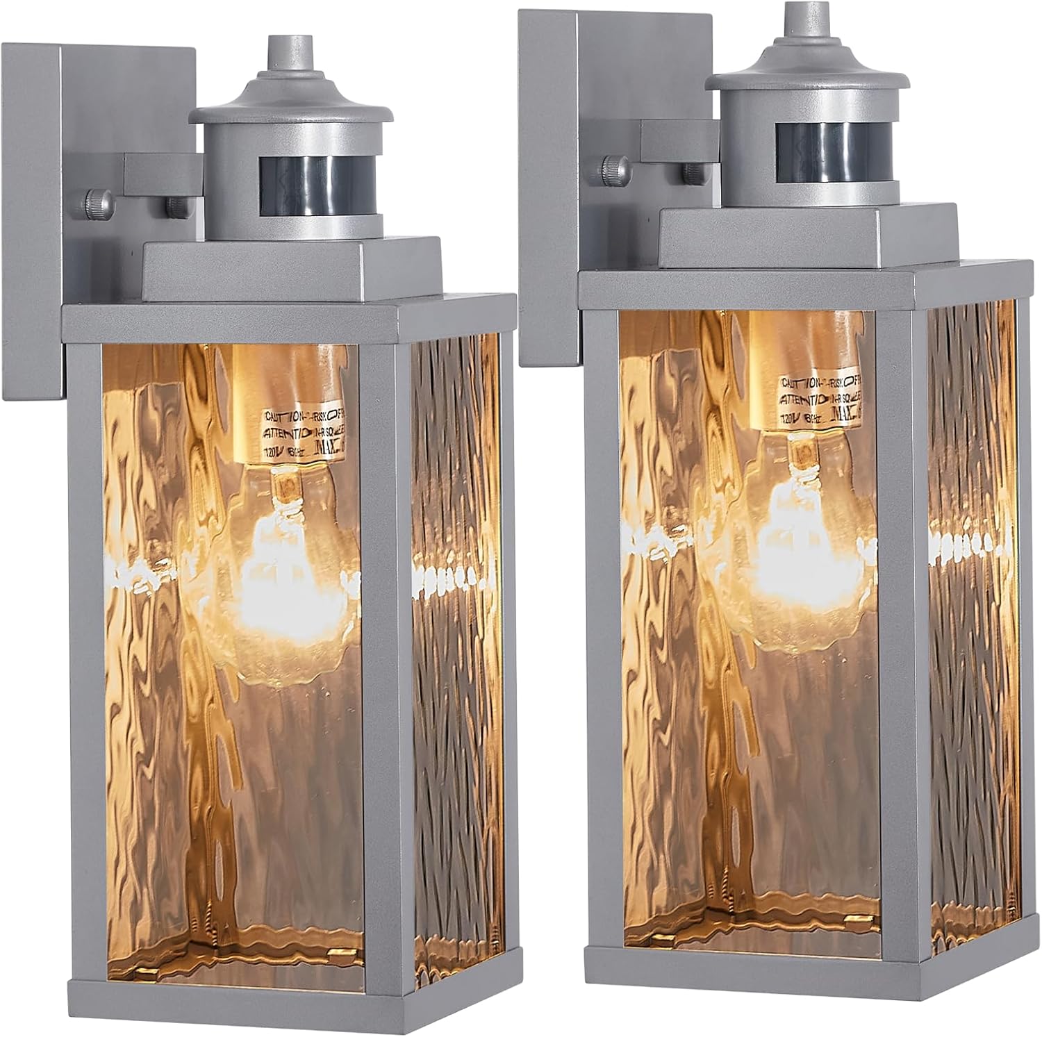 2 Pack Silver Motion Sensor Outdoor Wall Lights,Updated Dusk to Dawn Outdoor Lighting, Exterior Light Fixtures Wall Mount,Waterproof Porch Light Outside Lights for House