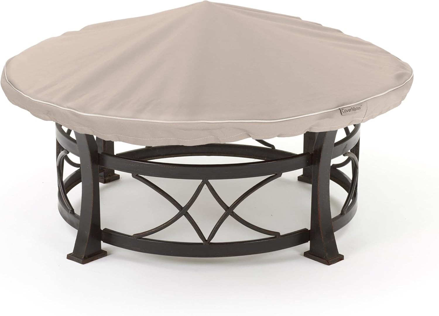 Covermates Round Firepit Top Cover - Premium Polyester, Weather Resistant, Drawcord Hem, Fire Pit Covers, ROUND TOP 54-60 DIAMETER, Clay
