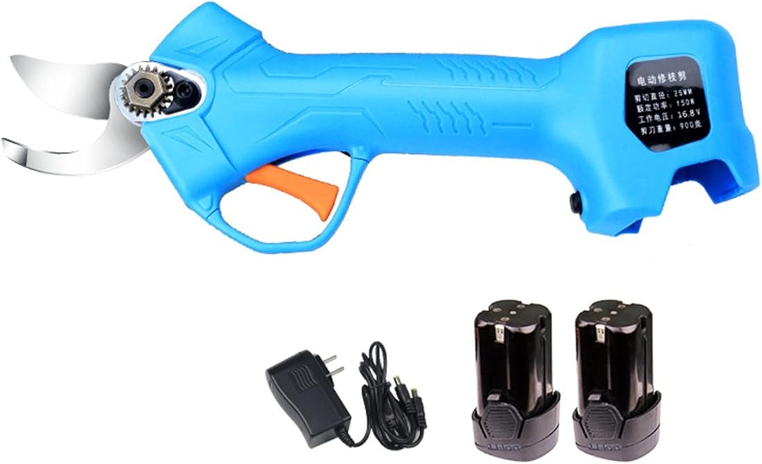 Electric Pruning Scissors Shears, Power Secateurs Battery Powered, 2 Batteries, Cordless Electric Pruning Shears Equipped with a Brushless Motor-25mm [1 Inch] Cutting Diameter