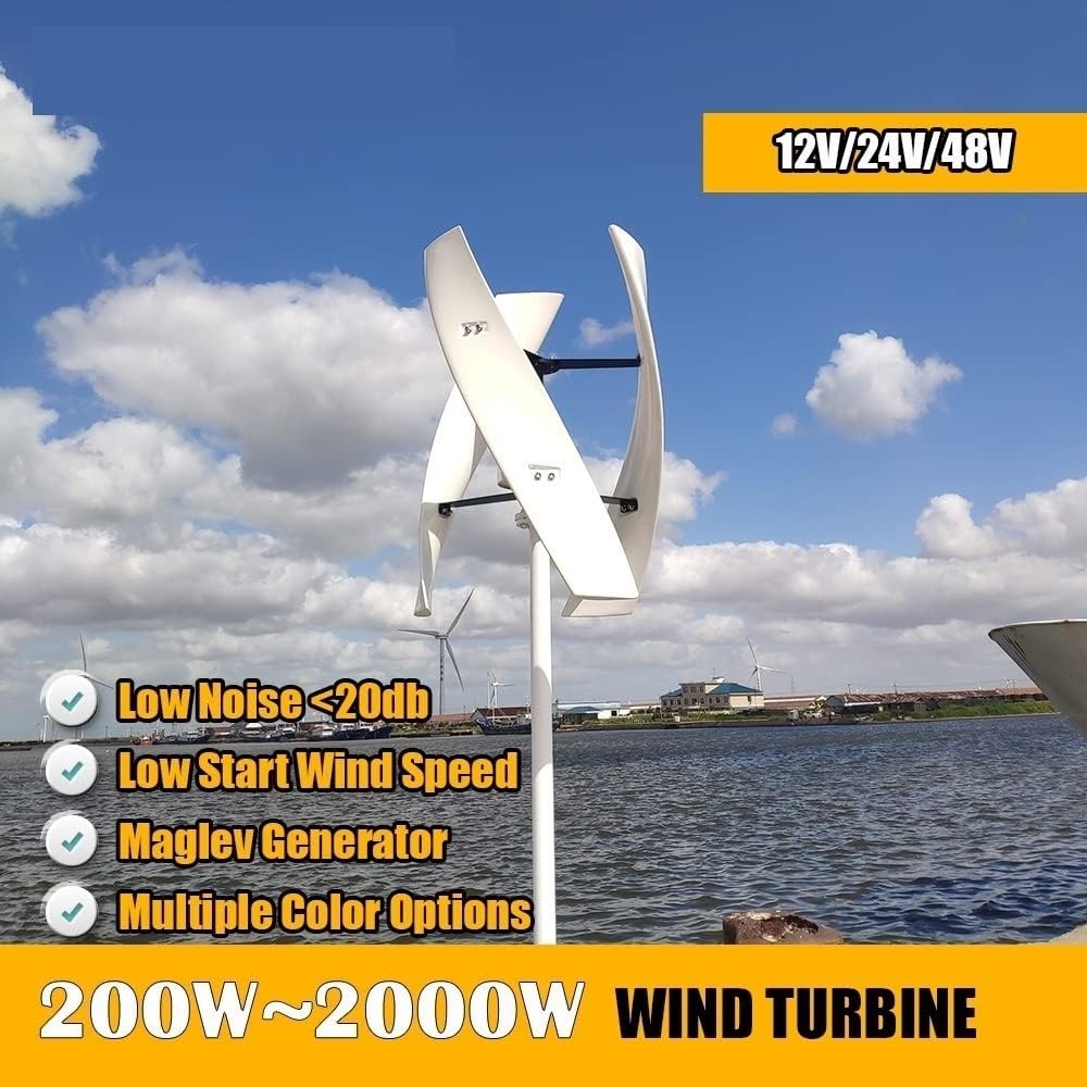 Wind Power Turbine Generator 400W Vertical Axis Permanent Magnet Wind Turbine 12v 24v Energy Windmill with MPPT Controller for Home Factory Use (Color : Wind Controller, Size : White)