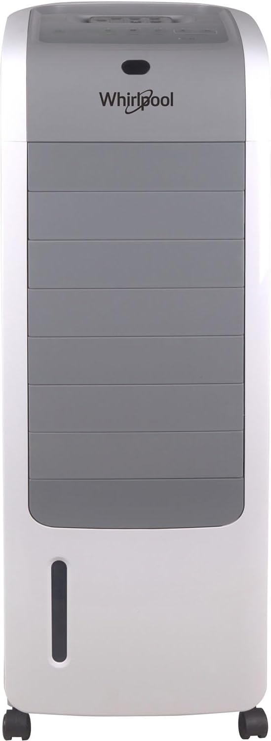 Whirlpool 155 CFM Portable Evaporative Cooler for Garage, Warehouse, Basement, 125V, Rooms up to 428 Sq. Ft., with Remote and Ice Pack for Hot/Dry Climates, Indoor Fan Powered Swamp Cooler in Titanium